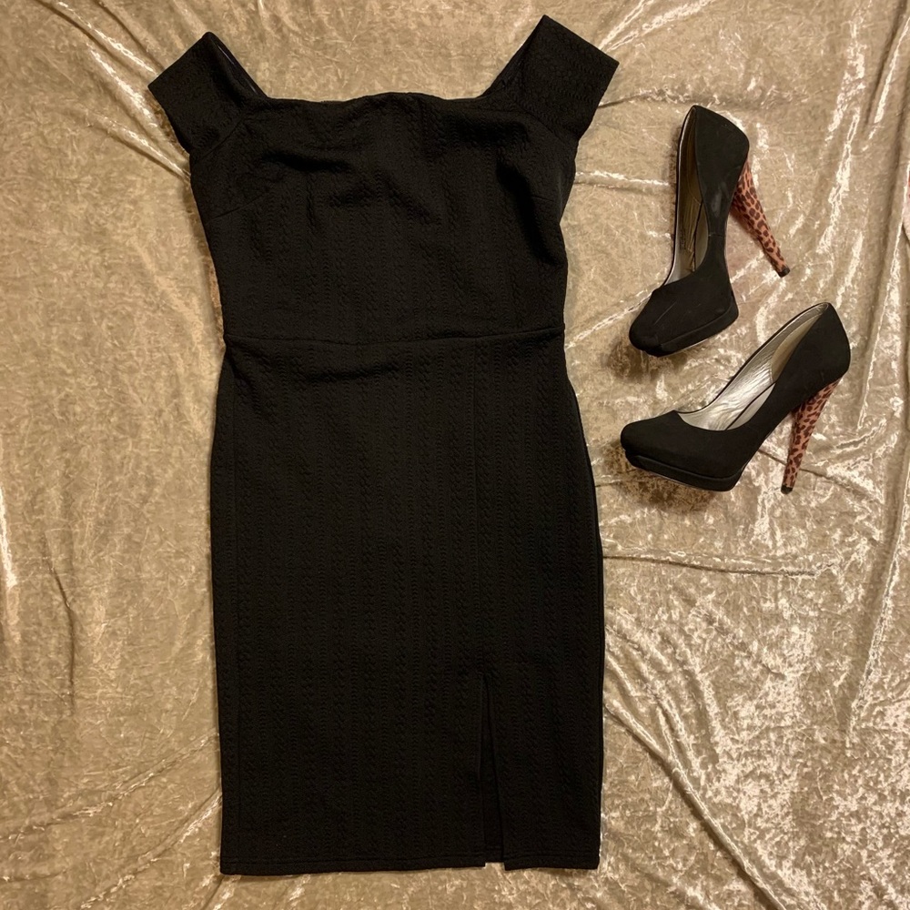 Office-to-cocktails black dress.